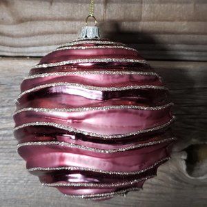 Sullivans 4" Swirl Glass Ornament - Pink & Burgundy - Shades of Red - Textured